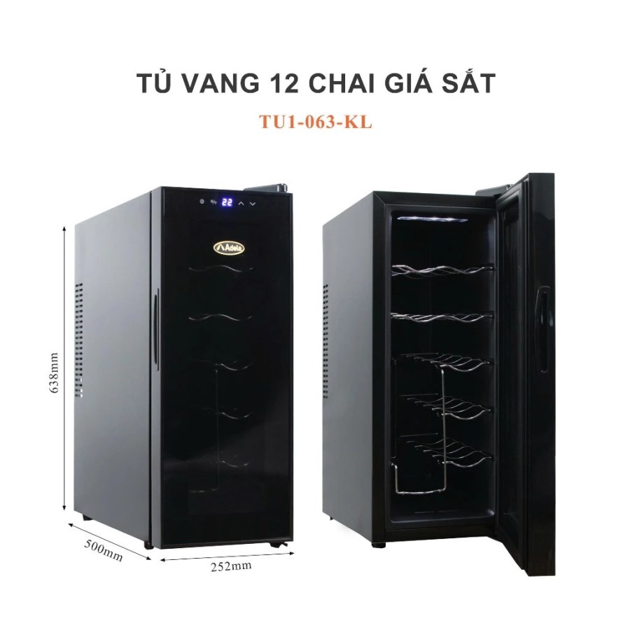 Tủ Bảo Quản Rượu Vang Adela 12 Chai Chip BCW-35A-M