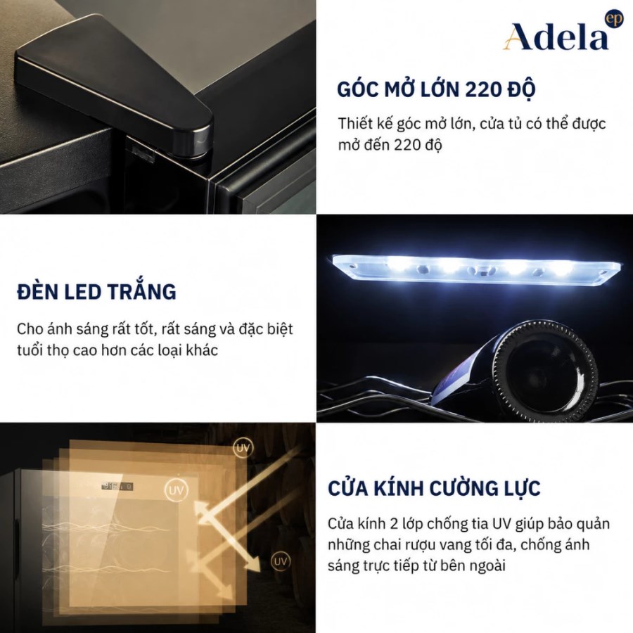 Tủ Bảo Quản Rượu Vang Adela 12 Chai Chip BCW-35A-M