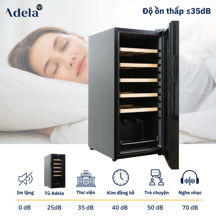 Tủ Rượu Vang Adela 18 Chai Máy Nén JC-53