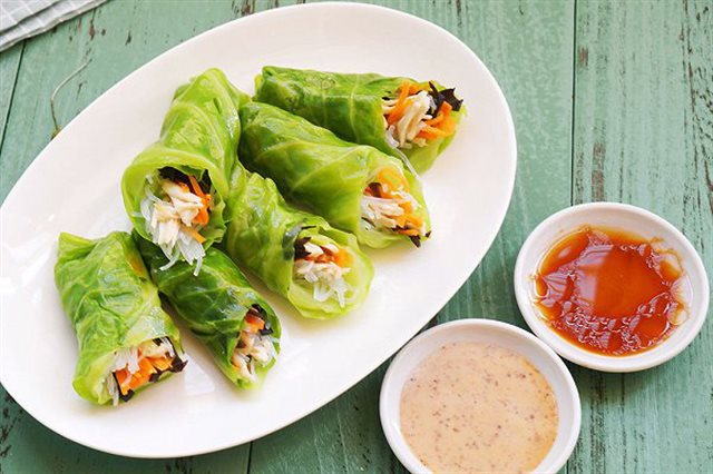 Bắp cải cuộn chay thanh mát
