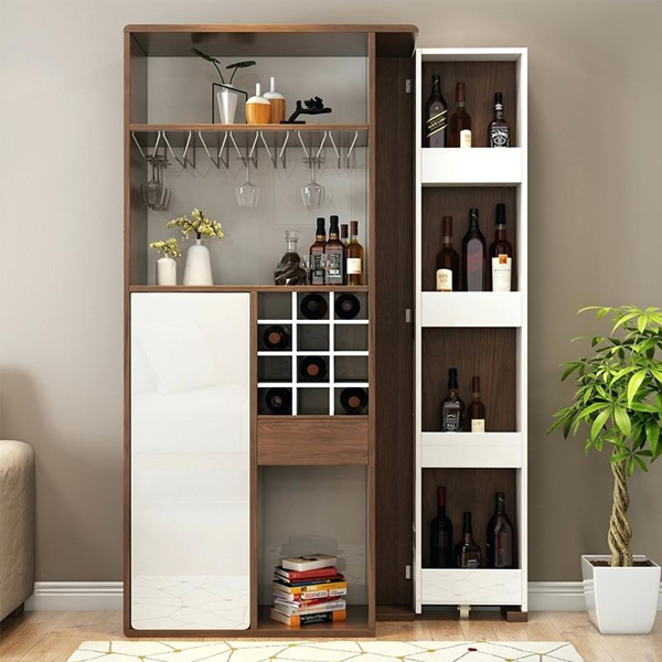 Mẫu tủ rượu âm tường gỗ công nghiệp nhiều tiện ích